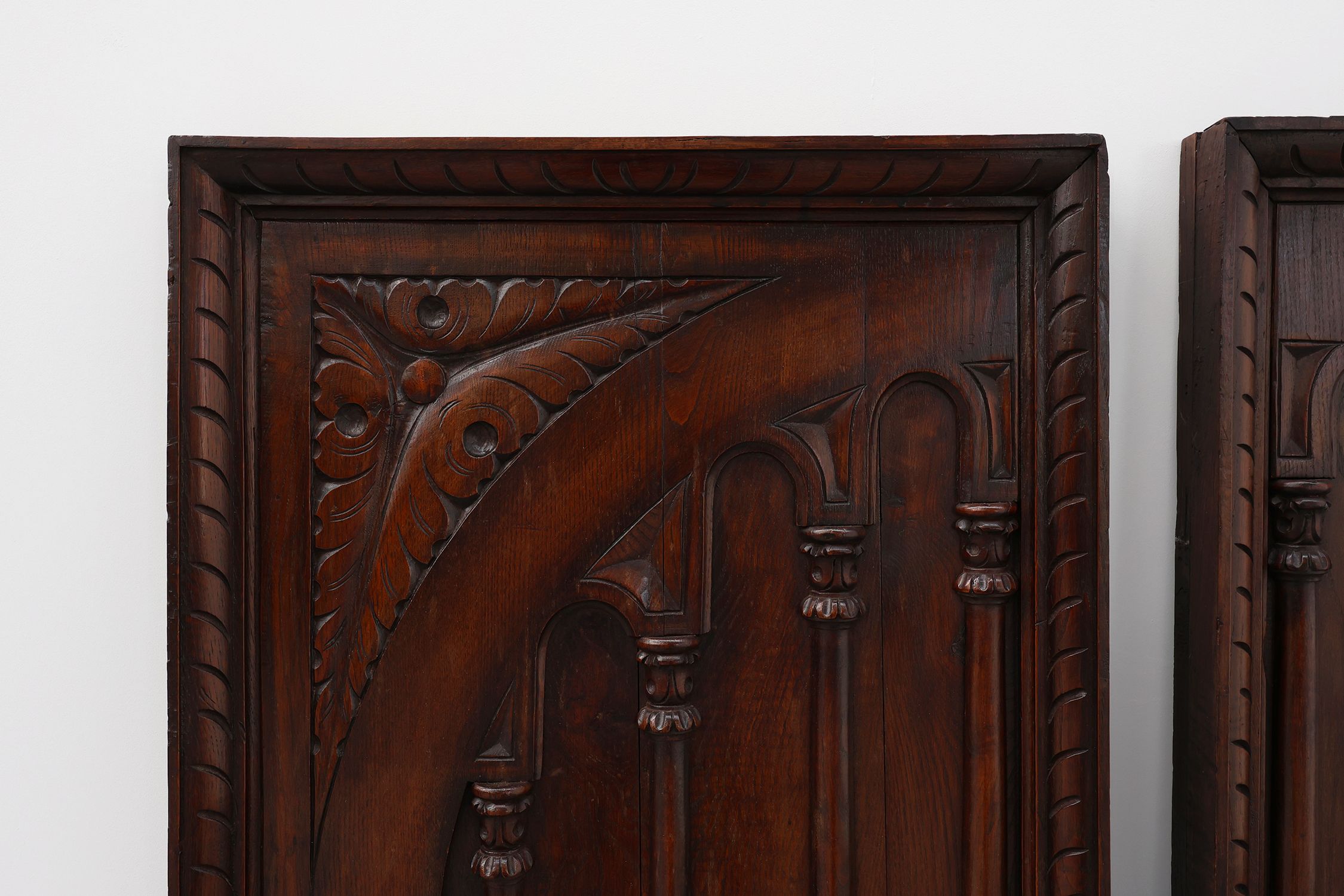 Large Carved Portuguese Oak Wall Panels, 1850s, Set of 2thumbnail